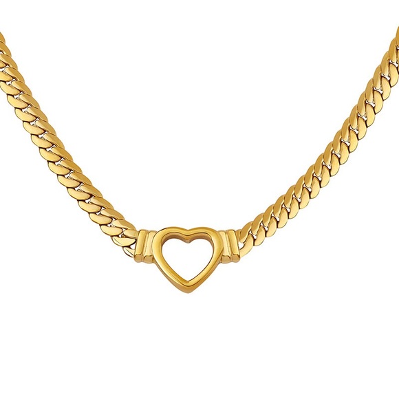18k gold stamped vermeil titanium steel 
Heart necklace - Picture 5 of 6